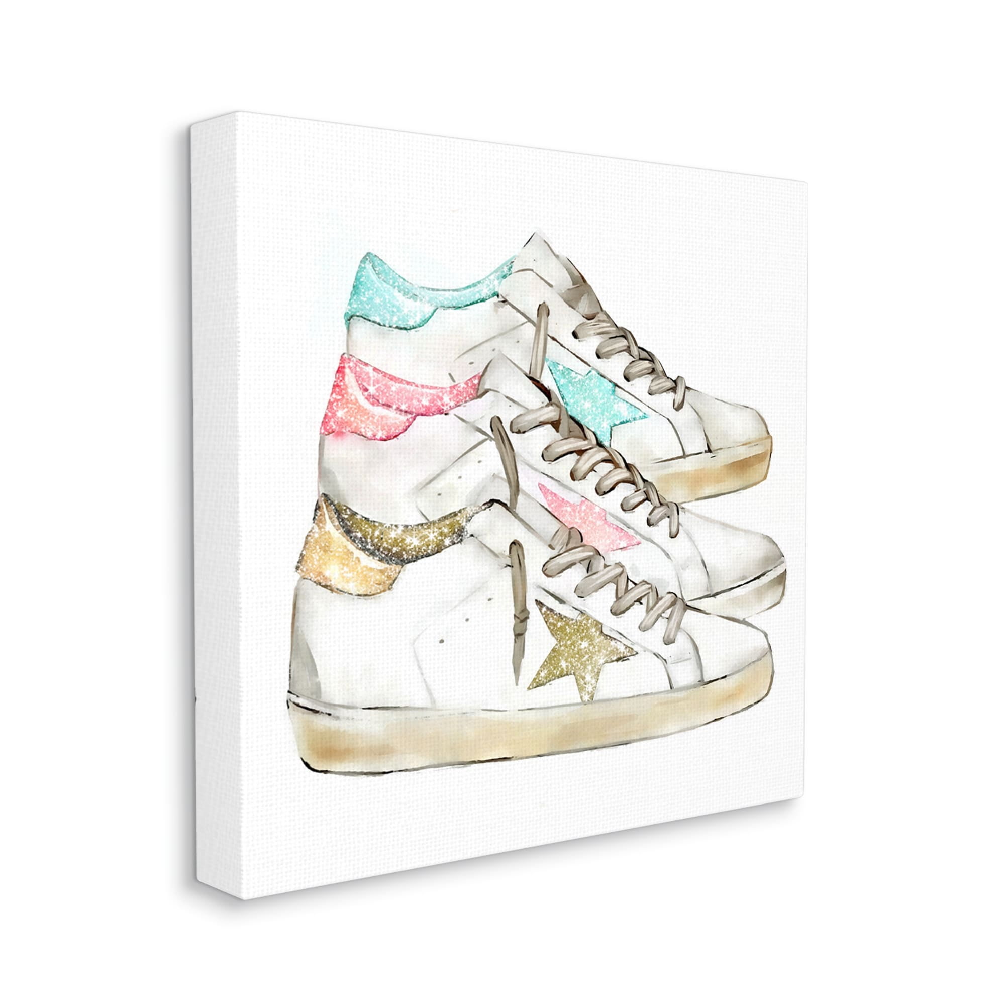 Stupell Industries Pastel Glam Fashion Sneakers Beauty & Fashion Painting Gallery Wrapped Canvas Print Wall Art