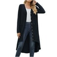 thumbnail image 4 of Usmixi 2025 Trench Coat for Women Winter Sweater Cardigan for Women Casual Solid Open Front Button Loose Knit Sweater Coat Fall Lightweight Loose Long Sleeve Pocket Long Outwear Weekly, 4 of 5