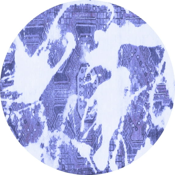Ahgly Company Indoor Round Abstract Blue Modern Area Rugs, 5' Round