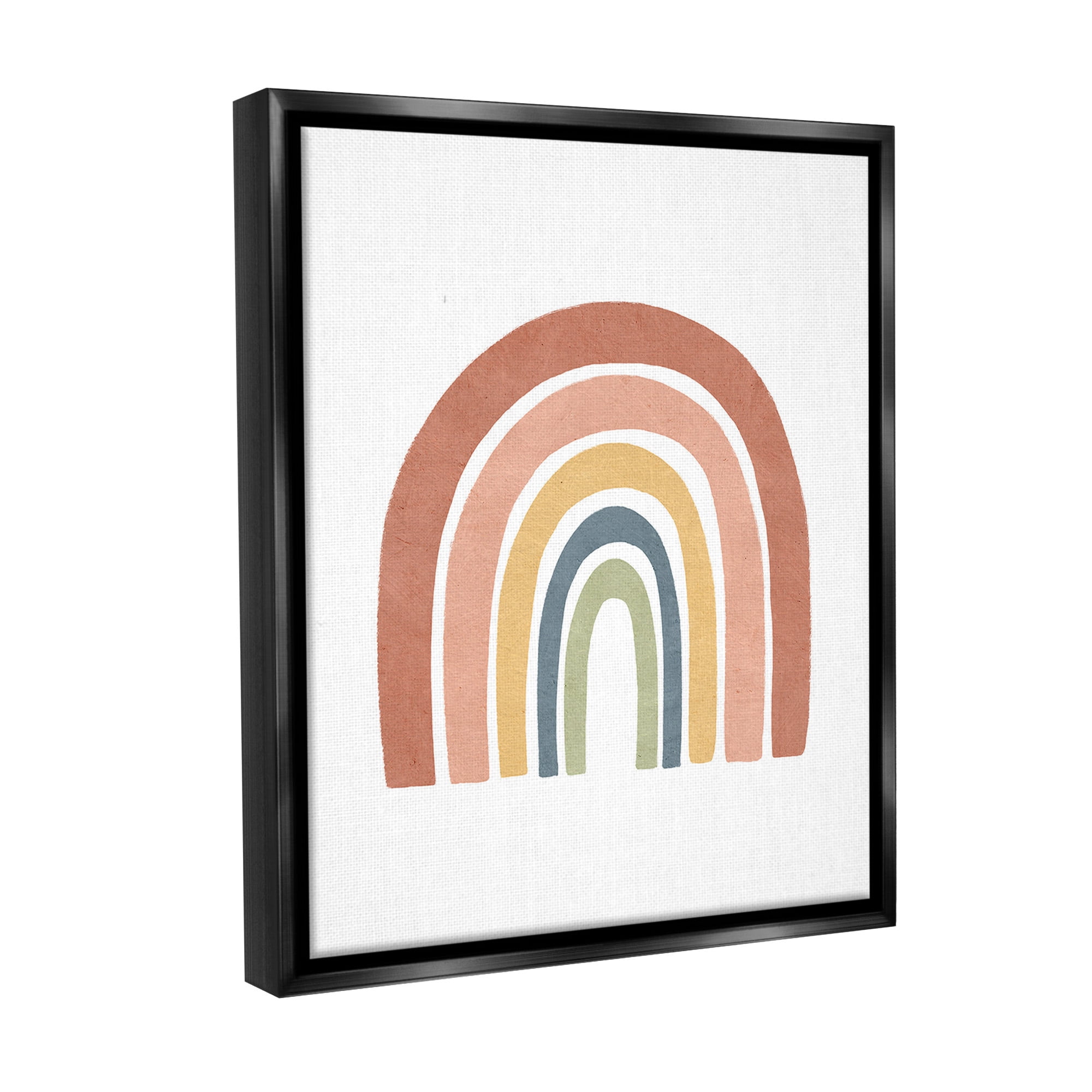 Stupell Industries Boho Rainbow Stripes Landscape Painting Black Floater Framed Canvas Art Print Wall Art, 25 x 31
