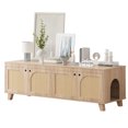 thumbnail image 7 of MAYEERTY 58*20"Double Hidden Cat House Cabinet with Rattan Doors and Dual Entrances for Two Cats, Nature, 7 of 7