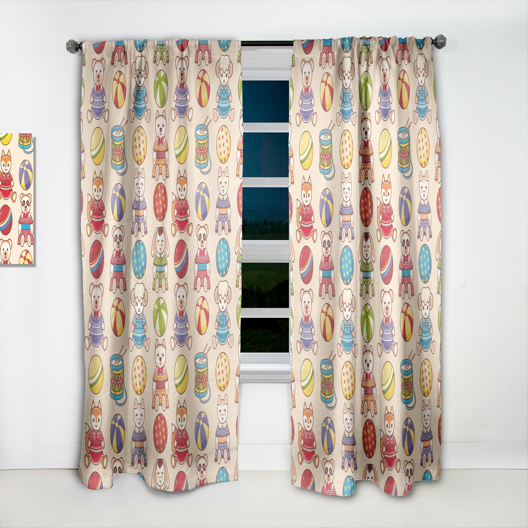 Designart 'Children'S Pattern Yellow Door' Modern Curtain Panel