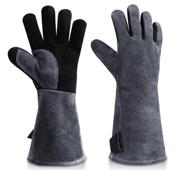 Guantes de protección laboral de alta temperatura para soldadura eléctrica/barbacoa/estufa, color gris extendido