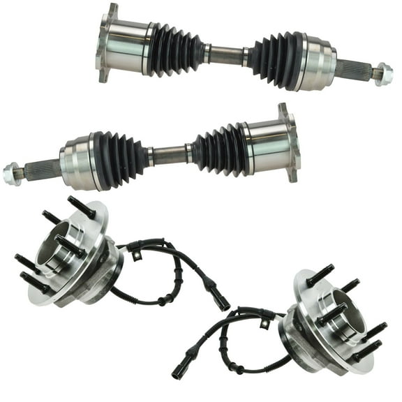 TRQ 4 Piece Steering Wheel Bearing & Hub Assemblies CV Axle Shafts for Ford F150 CSA64054