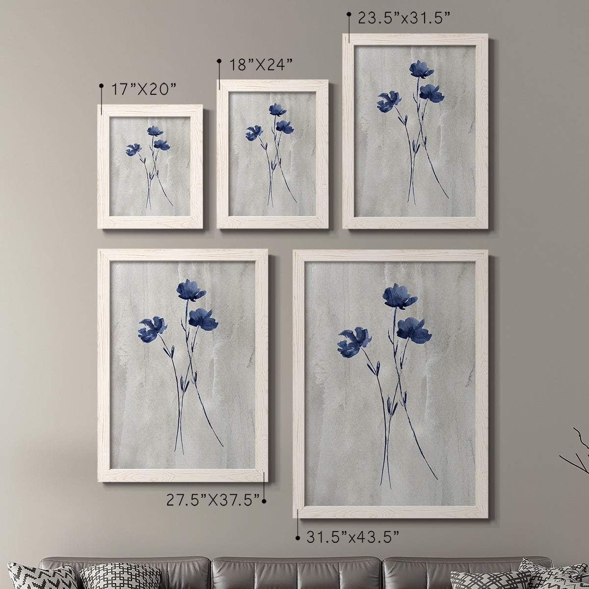 Indigo Botanical III - Premium Framed Canvas 2 Piece Set - Ready to Hang