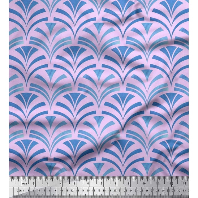 Soimoi Cotton Poplin Fabric Scales Geometric Printed Fabric 1 Yard 42 Inch Wide