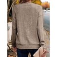thumbnail image 6 of Females Long Sleeve T Shirts Trendy V Neck Tunic Tops Dressy Causal Ribbed Blouse Loose Comfy Spring Clothes Khaki XL, 6 of 8