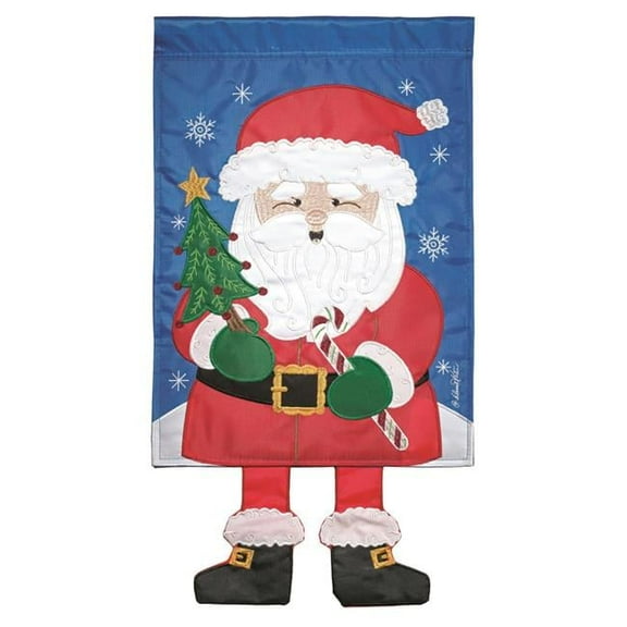 30 x 44 in. Double Applique Santa Polyester Garden Flag