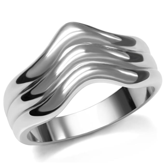Bague en Acier Inoxydable Poli pour Femmes Sans Stone - Taille 8