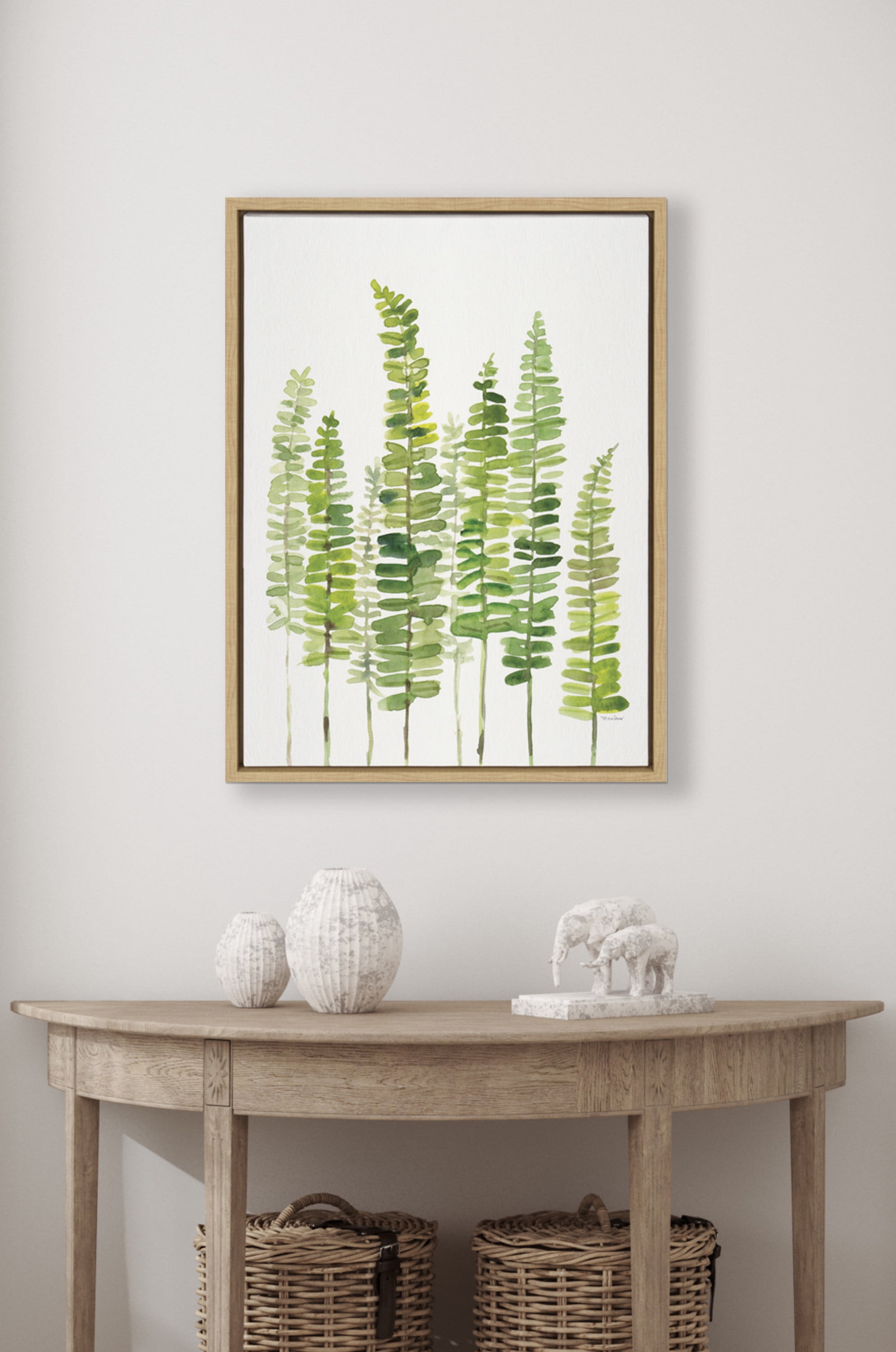 Kate and Laurel Sylvie Sword Ferns Framed Canvas Wall Art by Patricia Shaw 18x24 Natural Nature Themed Art for Wall