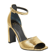Marc Fisher Harlin Gold Leather Ankle Strap Sandals, Size 8 M