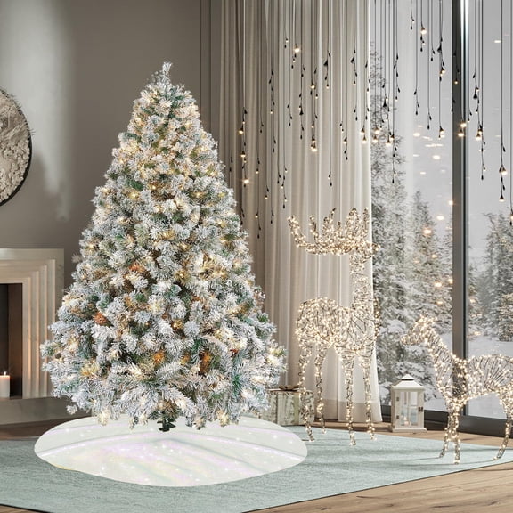 Nkmbld Large Sequin Christmas Tree Skirt Vintage Christmas Party Decoration Glitter Christmas Tree Collar for Merry Christmas Party Christmas Tree Decoration, White