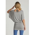 thumbnail image 6 of BAIEBLEUE GLOBAL Women's Solid Butterfly Short Sleeve Boat Neck Dolman Top HGrey L, 6 of 7