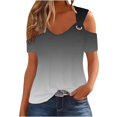 thumbnail image 5 of gakvbuo Cold Shoulder Tops For Women Summer Blouses Tunics Tops Women Summer Sexy T- Shirt Cold Shoulder Pullover Blouse-Neck Short Sleeve Solid, 5 of 8
