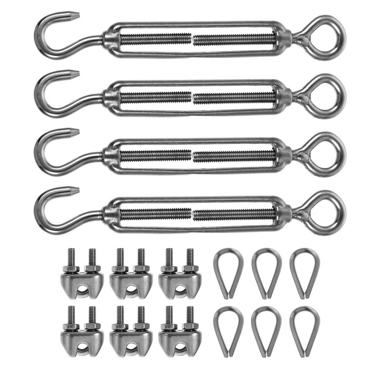 1 Set Outdoor Wire Rope Hooks Durable Stainless Steel Cable Install Accessories, Size: 5.91 x 3.94 x 1.18, Silver