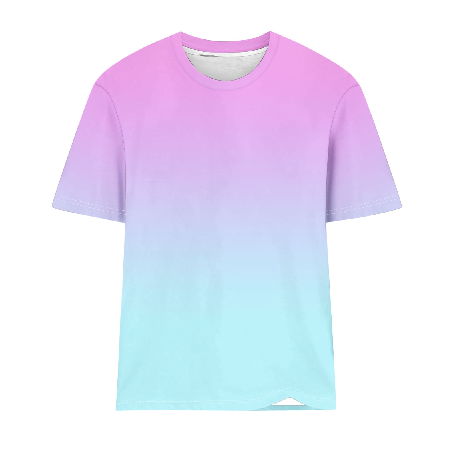 Danhjin Womens Round Neck Short Sleeve Cute T Shirts Gradient Color Summer Tops Casual Loose Tees Trending Nows