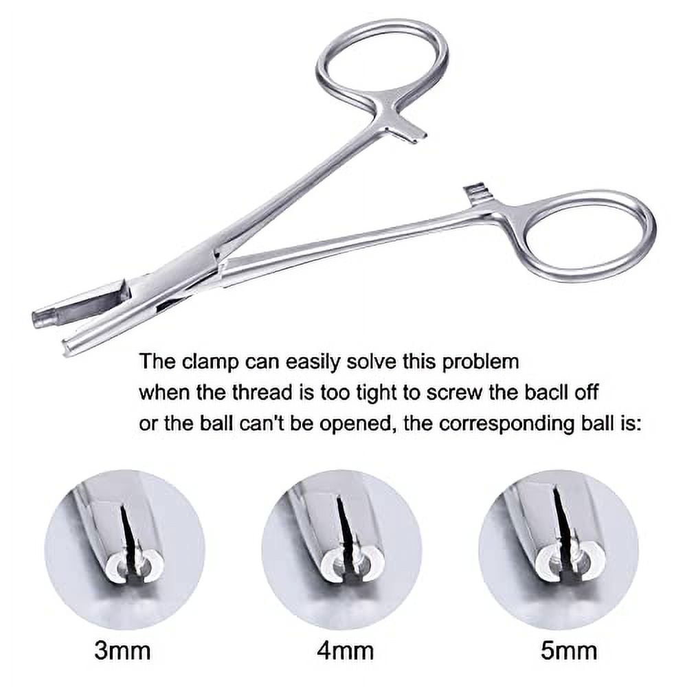  JIESIBAO Piercing Ball Removal Tool-5mm Jaw,Surgical Steel Body  Jewelry ball Holder Removal Tool Unscrew and Screw Dermal Anchor Forceps,Nose  Septum Labret Earrings Pliers : Beauty & Personal Care
