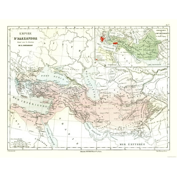 Historic Map - Alexanders Empire - Cortambert 1880 - 29.32 x 23 - Vintage Wall Art