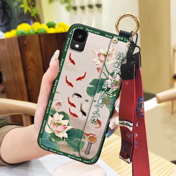 LYM-Phone Case For TCL 30Z/30LE/T602DL, Wrist Strap Silicone Durable Ring Soft case Wristband Lanyard Waterproof Phone Holder Kickstand Back Cover Anti-knock Anti-dust For Mom Fashion