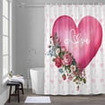 thumbnail image 5 of Valentines Day Shower Curtain for Bathroom, Pink Love Flowers Leaves Heart White Background Waterproof Cloth Fabric Bathroom Accessories Set with 12 Rust Proof Plastic Hooks, 60"x72", 5 of 9