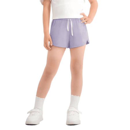 KVPLBQFD Running Gym Athletic Shorts for Girls Breathable Bodybuilding Shorts Soft Kids Stretch Fitted Dolphin Shorts with Drawstring