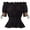 Black-06, variant on Mittory Women Short Sleeve Renaissance Off Shoulder Blouse Smocked Waist Pirate Costumes Shirt Peplum Tops