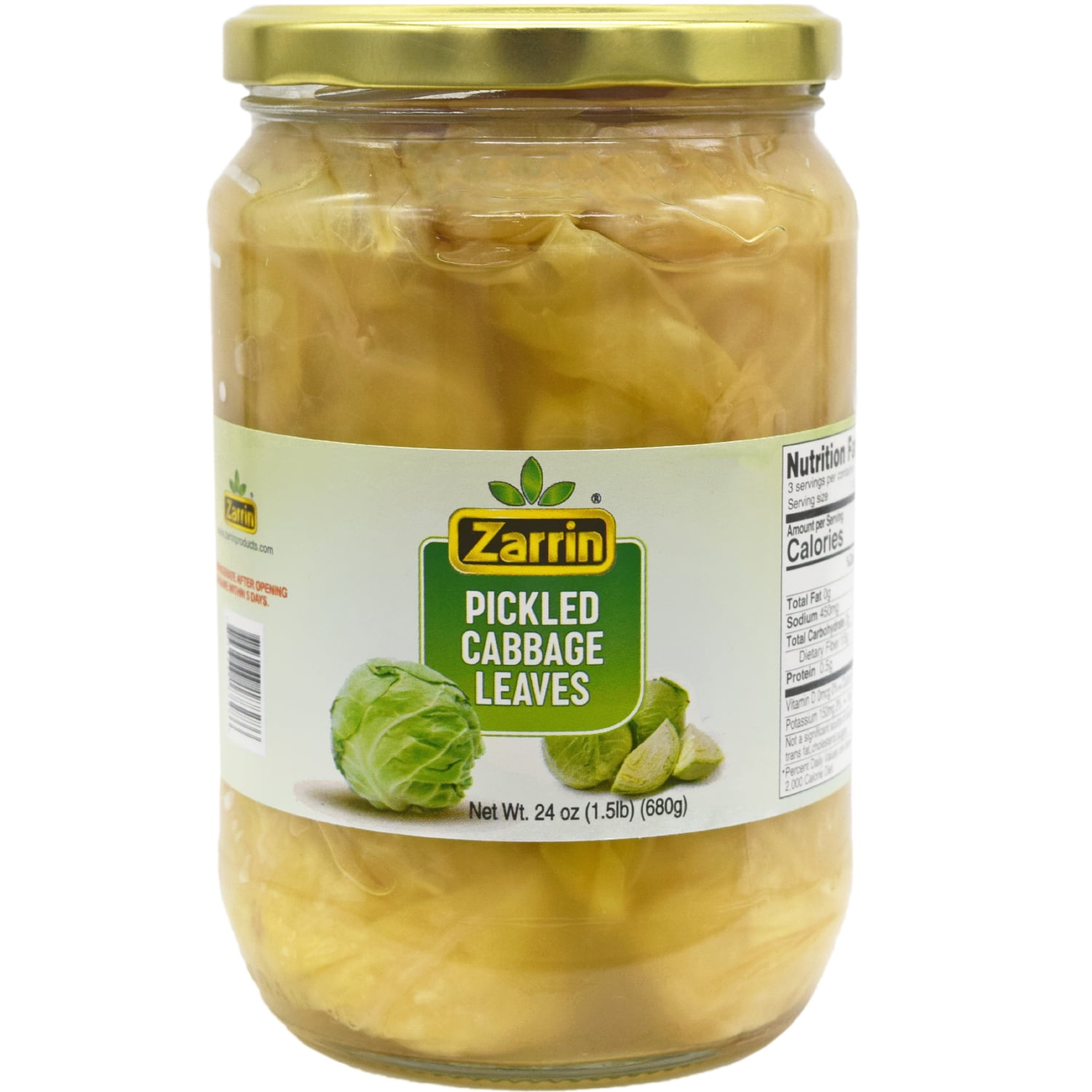 Zarrin Pickled Cabbage Leaves in Brine 24oz (1.5lb) (680g)