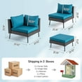 thumbnail image 6 of Ktaxon 6 Pieces  Modular Patio Sectional Set, All-Weather Wicker with Removable Cushions & Ottomans, Black Rattan Peacock Green, 6 of 12