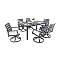 thumbnail image 6 of Modern Classic Outdoor Patio Dining Set, Rectangular Table,Six Chairs,Cast Aluminum,Rust-Free,Textured Ember Black,Sunbrella Cushions,Weather-Resistant,for Cozy Garden Settings, 6 of 6