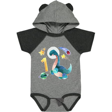 

Inktastic First Birthday Dinosaur Astronaut with Stars and Planet Boys or Girls Baby Bodysuit