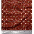 thumbnail image 1 of Soimoi Red Japan Crepe Satin Fabric Anemone & Roses Floral Print Printed Fabric 1 Yard 44 Inch Wide, 1 of 3