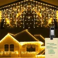 thumbnail image 3 of Luces LED navideñas estilo carámbano con luces estroboscópicas centelleantes, cable blanco, carámbano (luz estroboscópica blanca cálida + luz estroboscópica blanca fría), 4 m (ancho) x 0,6 m (alto), g, 3 of 5