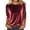 Brick Red, variant on Women's 3/4 Sleeve Velvet Shirts Round Neck Gold Velvet Elegant Casual Holiday Blouses
