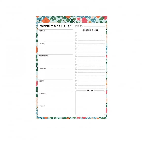 CCOCC 60 Sheets Meal Planner for Fridge,Magnetic Meal Planner and Grocery List,Weekly Meal Planner with Tear off Shopping List for Meal Planning and Shopping,7x10" Flower Design