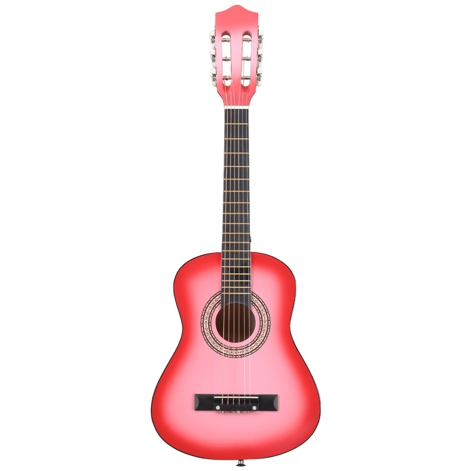 Hassch 30in Acoustic Guitar, Beginner Starter Kit w/Bag, Strap, Picks, Strings, Capo and Tuner, Pink