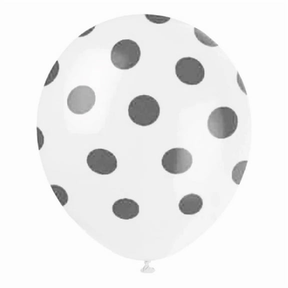 12 Pack Clear Black Polka Dots Balloons Birthday Party Decor 12" Unique Cute Dot