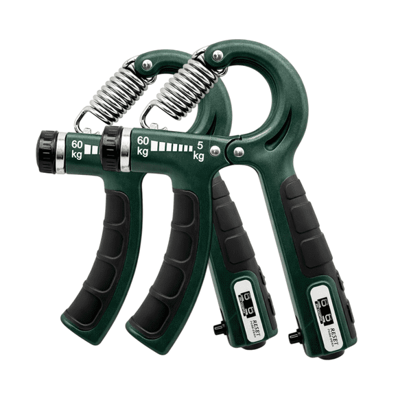Renforcement de la Prise en Main, Lot de 2, Résistance Réglable 11–132 lb (5–60 kg), Entraîneur d'Avant-bras, Exerciseur de Main Compact pour Réadaptation à la Maison Ou au Bureau, Vert