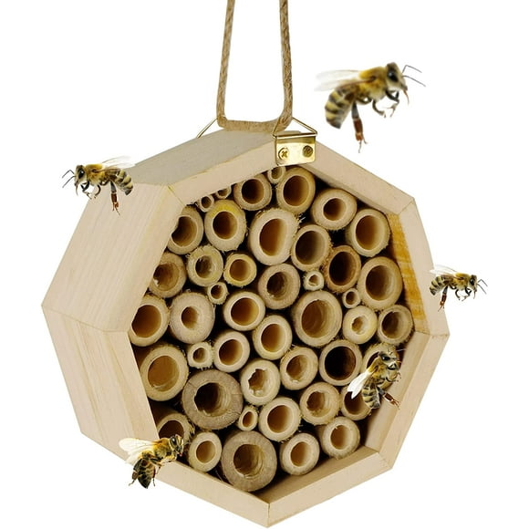 Natural Bamboo Bee Hive, 5.9" Mason Bee House Habitat Honey Bee Hive, Perfect for Bee Pollinators in the Garden