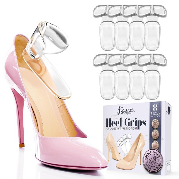 Almohadillas para talón de silicona Ballotte, doble acolchado, paquete de 8