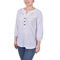 thumbnail image 2 of NY Collection Women's Petite 3/4 Sleeve Swiss Dot Top, 2 of 4