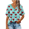 thumbnail image 3 of ATENAR T Shirts for Women Short Sleeve Casual Shirts for Women V Neck Tee Sky Blue L, 3 of 6
