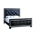 thumbnail image 3 of Contemporary Crocodile Textured Details Padded Tufted Leatherette HB Eastern King Size Bed Dresser Mirror Nightstand 4pc Set Black Finish Bedroom Furniture, 3 of 9