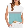thumbnail image 2 of White Tank Top Woman Tank Top Fashion Women's Casual Round- Neck Sleeveless T-shirt Blouse Light Blue S, 2 of 5