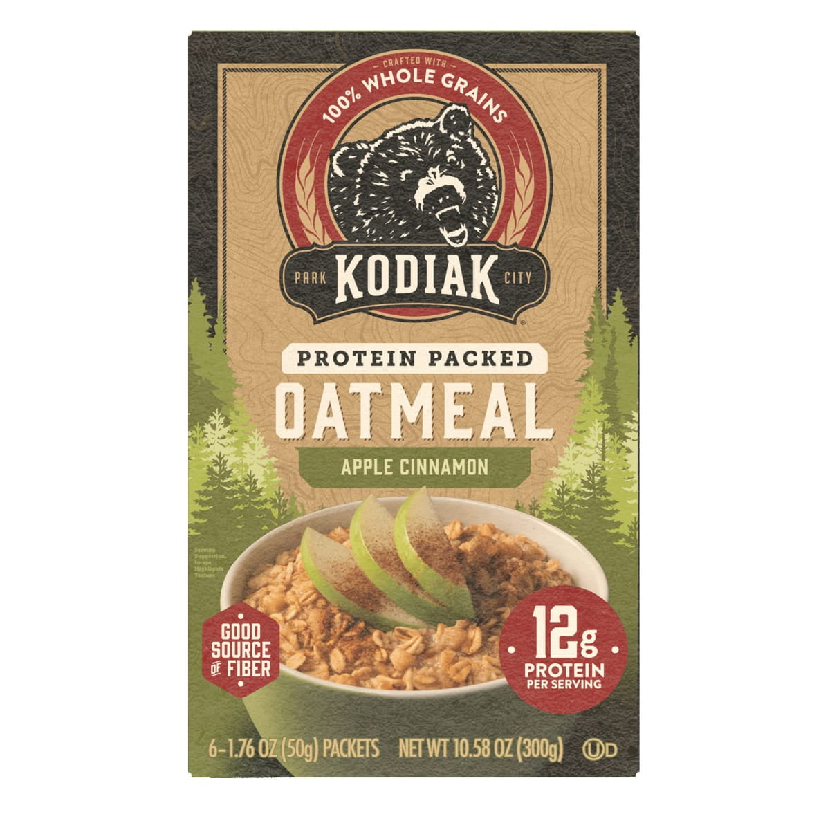 (3 pack) Kodiak Protein-Packed Apple Cinnamon Instant Oatmeal Packets, 1.76 oz (6 Count)