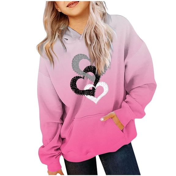 Sweatshirts for Girls Causal Crewneck Pullover Tops Outdoor Fleece Long Sleeve Girls Hoodies with Pockets Size 4-14