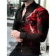 thumbnail image 1 of Camisa de hombre con solapa de manga larga morada para fiesta, reunión, moda, elegante, impresión HD, tela suave y cómoda, nueva oferta 2024, 1 of 6