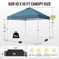 thumbnail image 5 of CROWN SHADES 10x10 Pop Up Canopy Tent with One Push Setup Easy Outdoor Sun Shade for Events, Parties, Camping Cyan Blue, 5 of 8