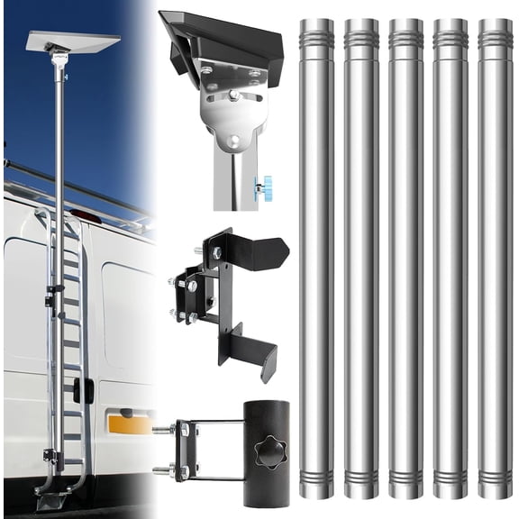 HRT 8ft Starlink Mini Mounting Kit with RV Ladder Mount - Removable Stainless Steel Pole for 1-1.5" Ladders, Fits RV Van Truck Accessories