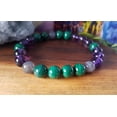 thumbnail image 2 of Natural Amethyst, Iolite & Malachite 10mm Round Shape Smooth Cut Beads Stretchable Bracelet for Men & Women., 2 of 2