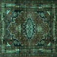 thumbnail image 1 of Ahgly Company Machine Washable Indoor Square Persian Turquoise Blue Traditional Area Rugs, 4' Square, 1 of 4